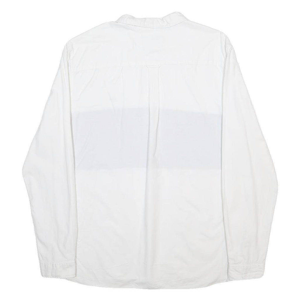 LACOSTE Mens White & Navy Long Sleeve Colourblock Polo Shirt L Cotton Classic