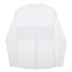 LACOSTE Mens White & Navy Long Sleeve Colourblock Polo Shirt L Cotton Classic
