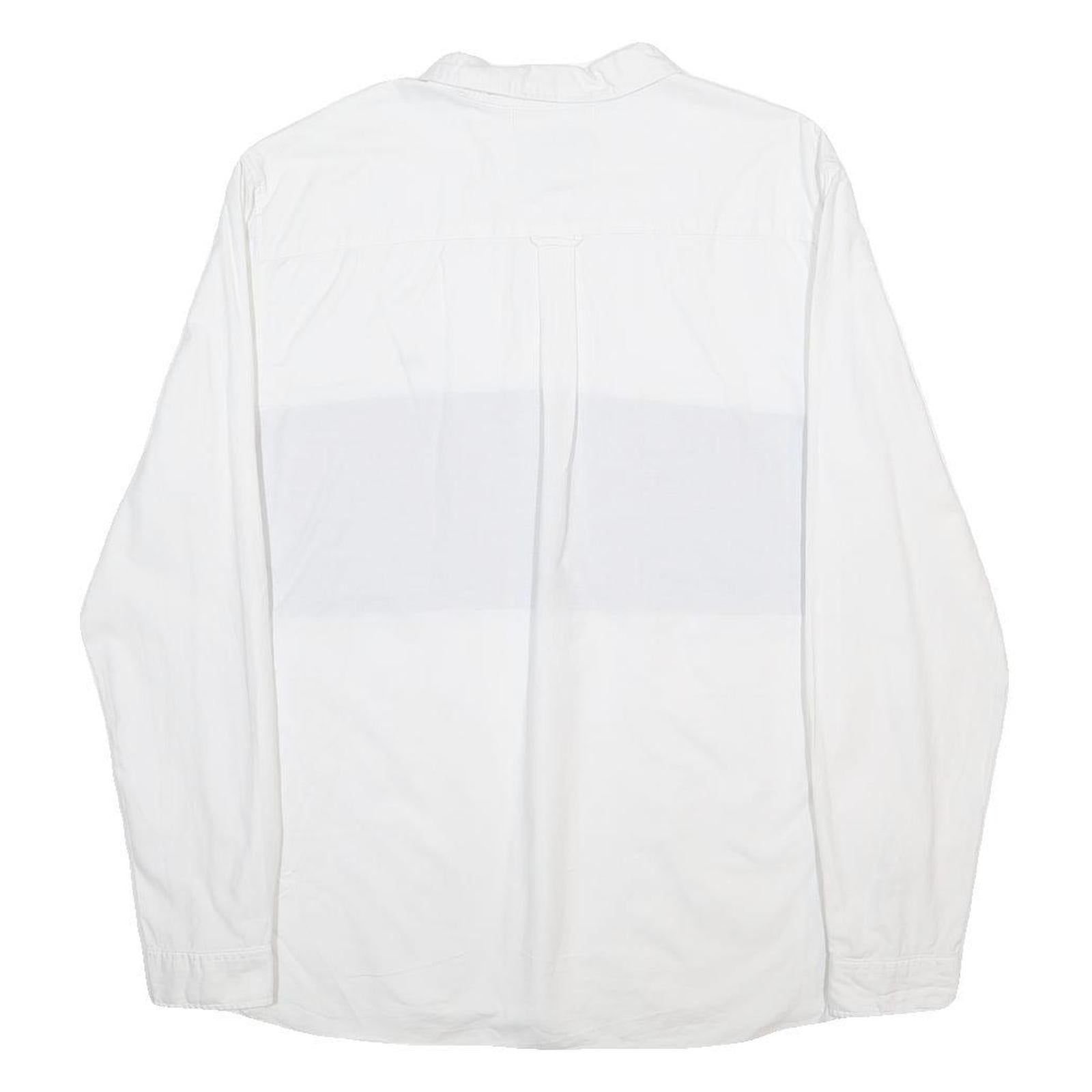 LACOSTE Mens White & Navy Long Sleeve Colourblock Polo Shirt L Cotton Classic
