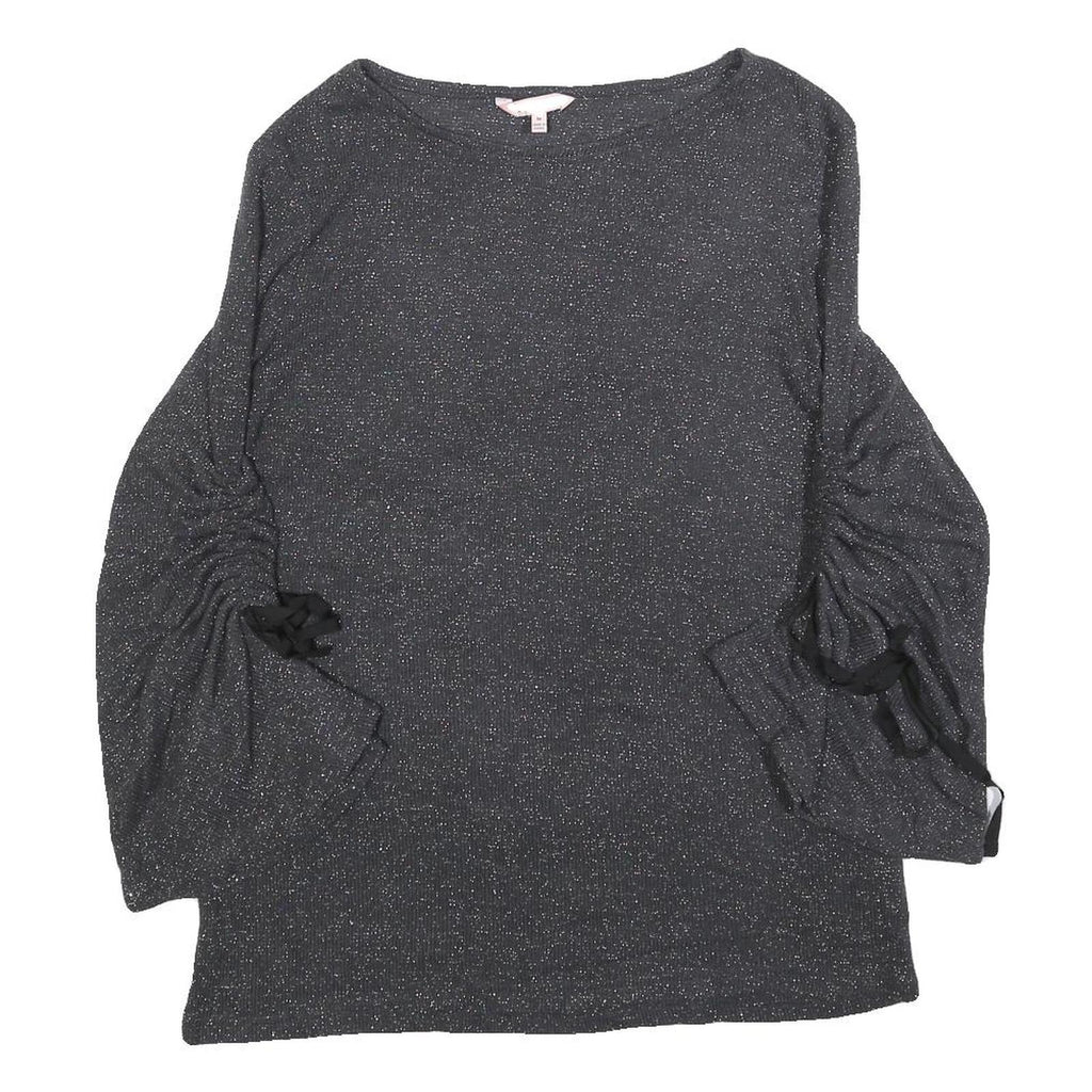 JUICY COUTURE Womens Black Sparkle Plain Crew Neck Chunky Knit M Jumper