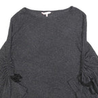 JUICY COUTURE Womens Black Sparkle Plain Crew Neck Chunky Knit M Jumper