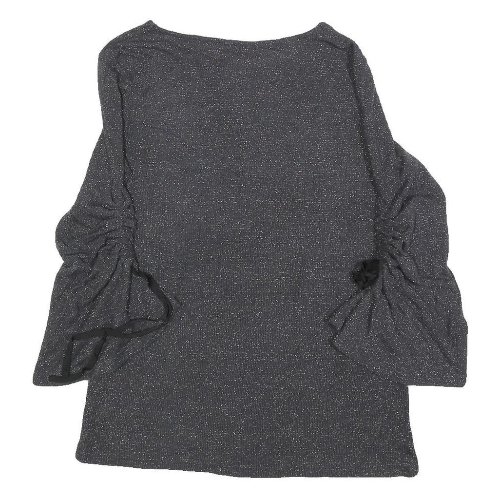 JUICY COUTURE Womens Black Sparkle Plain Crew Neck Chunky Knit M Jumper