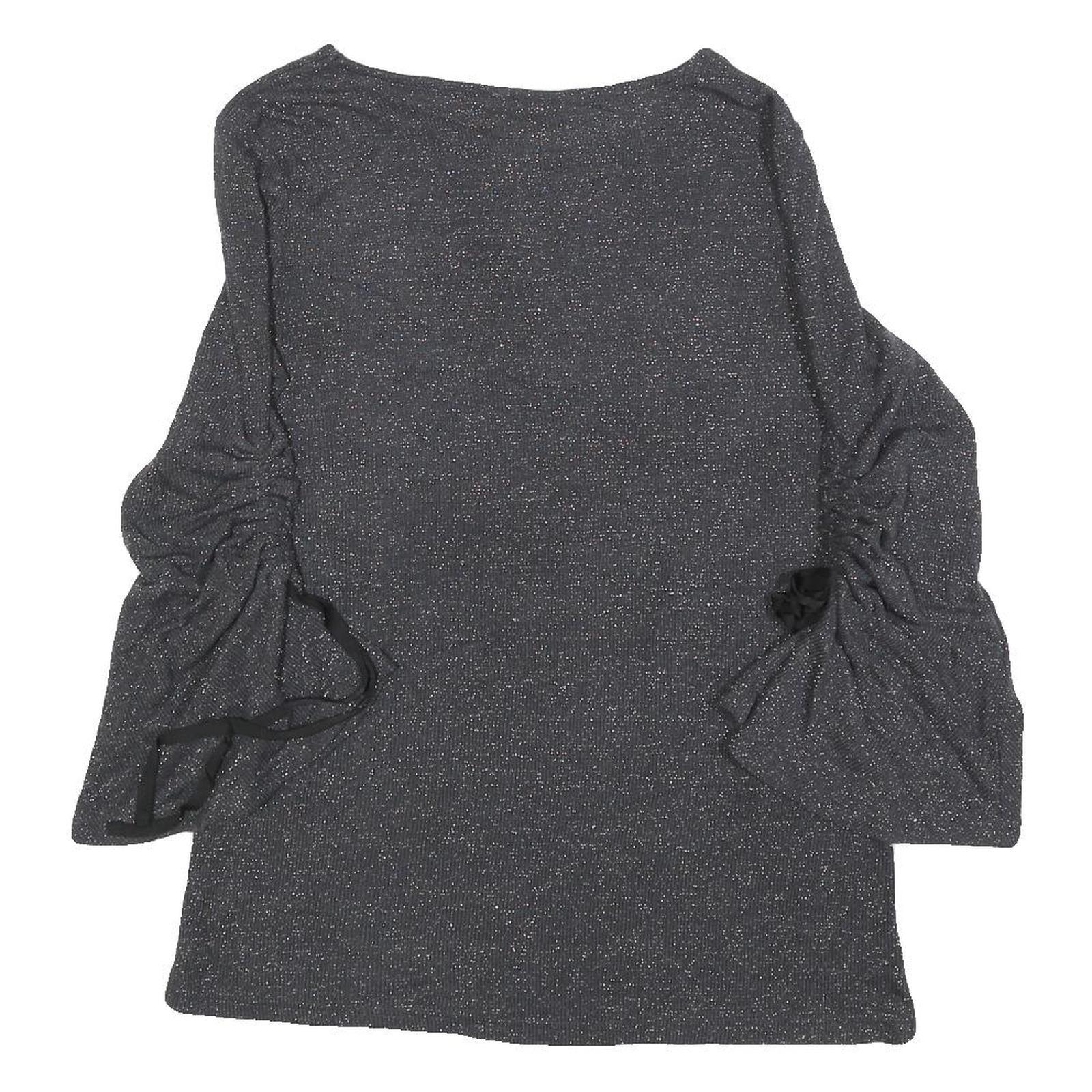 JUICY COUTURE Womens Black Sparkle Plain Crew Neck Chunky Knit M Jumper