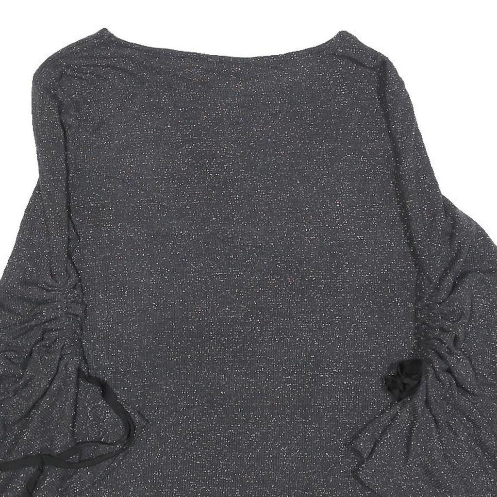 JUICY COUTURE Womens Black Sparkle Plain Crew Neck Chunky Knit M Jumper