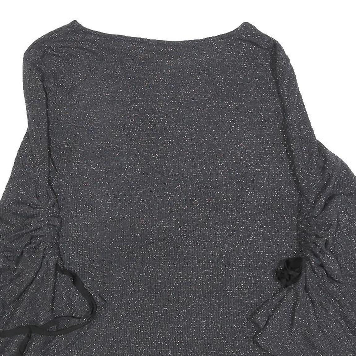 JUICY COUTURE Womens Black Sparkle Plain Crew Neck Chunky Knit M Jumper