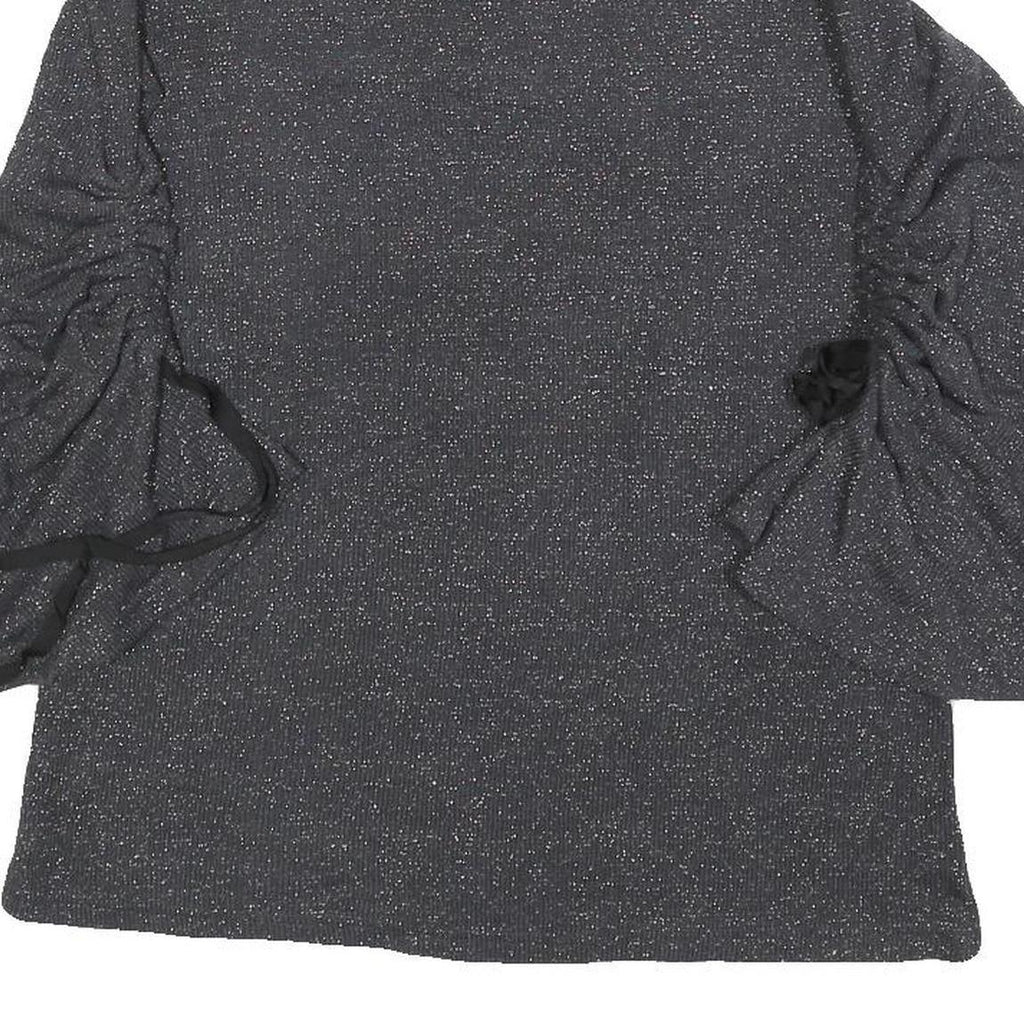 JUICY COUTURE Womens Black Sparkle Plain Crew Neck Chunky Knit M Jumper