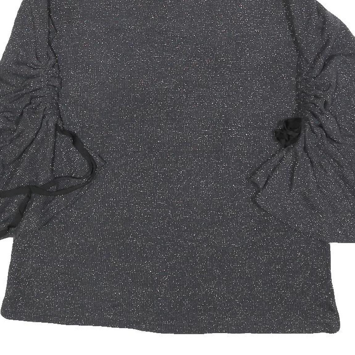 JUICY COUTURE Womens Black Sparkle Plain Crew Neck Chunky Knit M Jumper