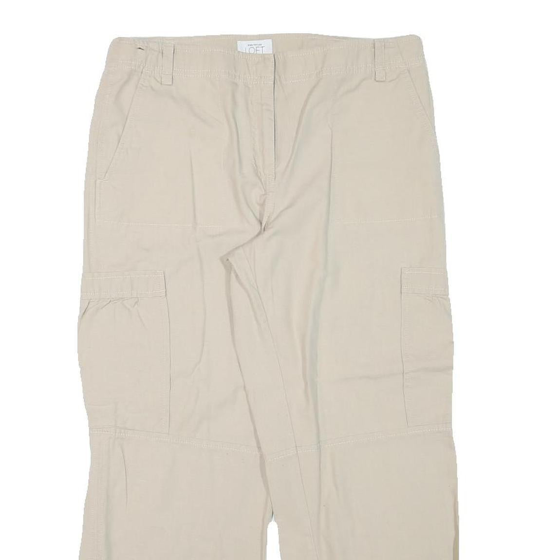 LOFT Womens Shorts Beige Casual Cargo L W31 Cotton Blend Comfortable Pockets