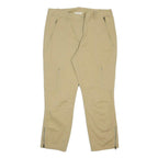 DKNY Womens Beige Cotton Blend Regular Leg Trousers W32 L25 Zip Pockets