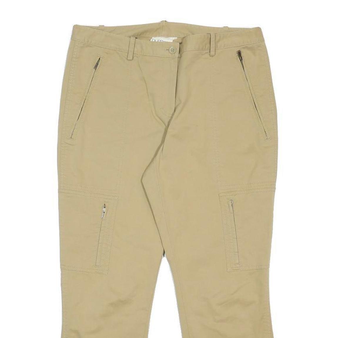 DKNY Womens Beige Cotton Blend Regular Leg Trousers W32 L25 Zip Pockets