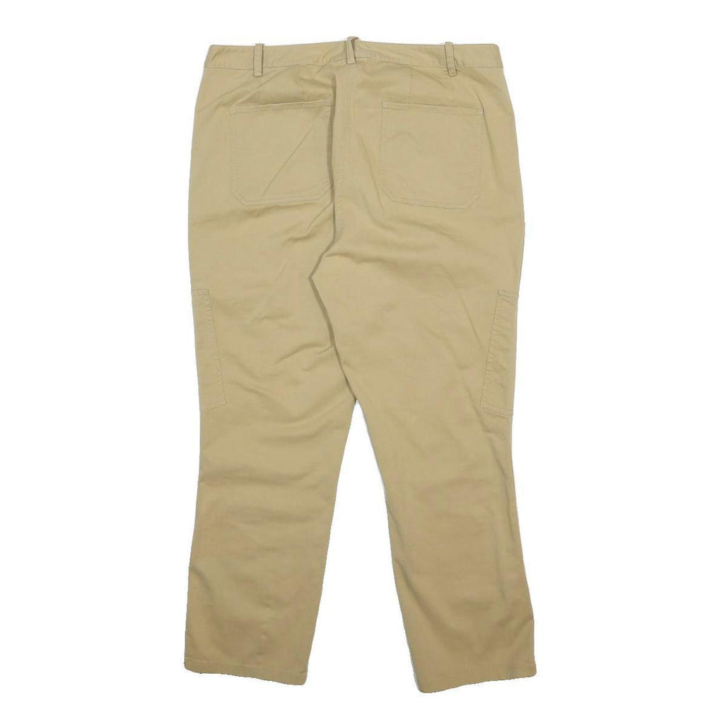 DKNY Womens Beige Cotton Blend Regular Leg Trousers W32 L25 Zip Pockets