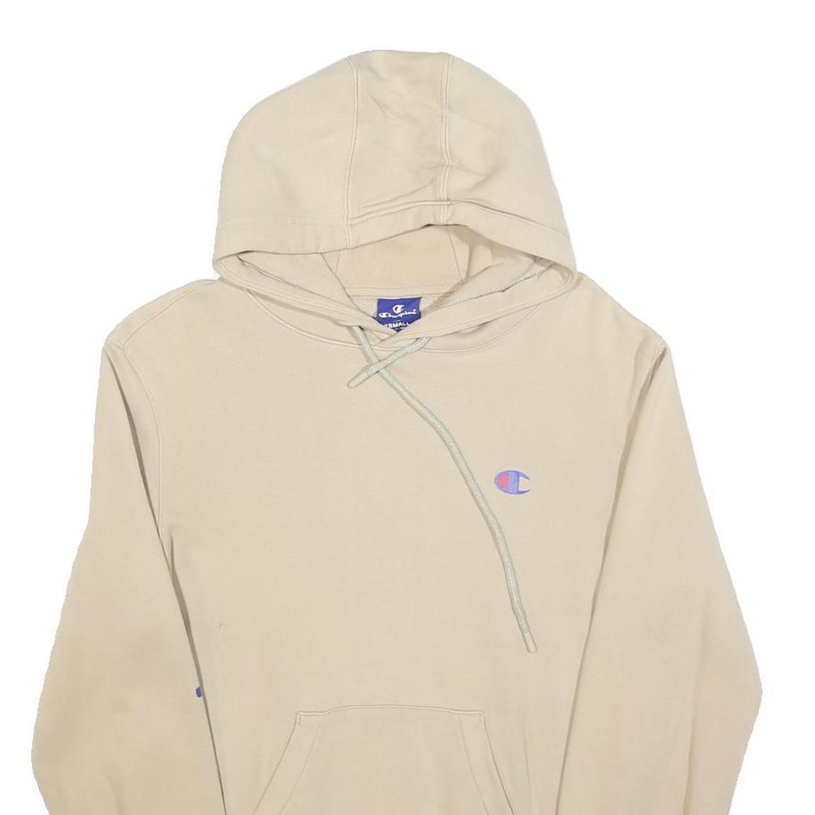 CHAMPION Mens Beige Hoodie XS Champion Logo Pullover Casual Comfort Cotton Blend