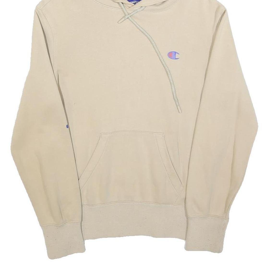 CHAMPION Mens Beige Hoodie XS Champion Logo Pullover Casual Comfort Cotton Blend