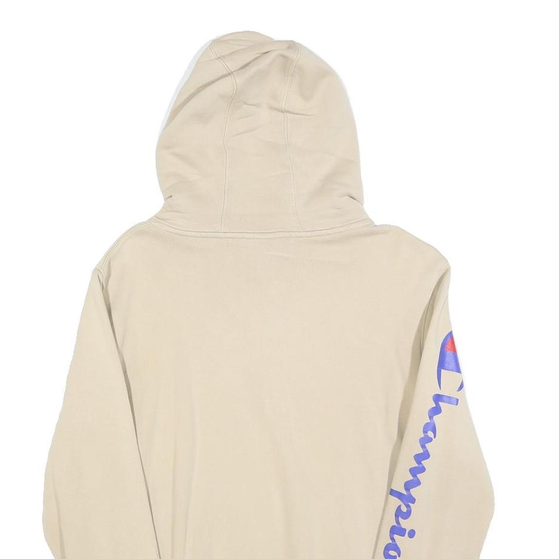 CHAMPION Mens Beige Hoodie XS Champion Logo Pullover Casual Comfort Cotton Blend