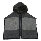 ZARA KNIT Womens Black & Grey Hooded Sleeveless Colourblock Jacket 3XL Polyester