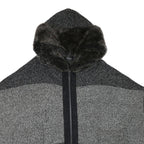 ZARA KNIT Womens Black & Grey Hooded Sleeveless Colourblock Jacket 3XL Polyester