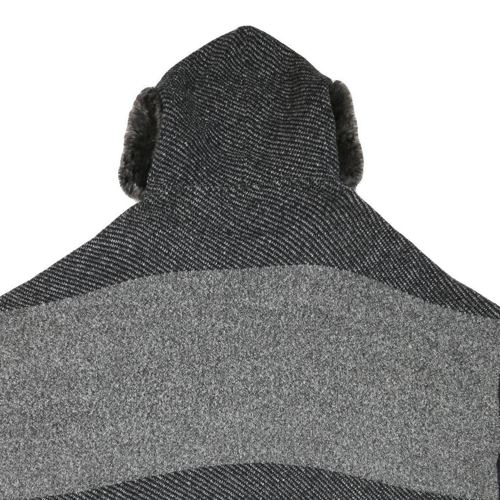 ZARA KNIT Womens Black & Grey Hooded Sleeveless Colourblock Jacket 3XL Polyester