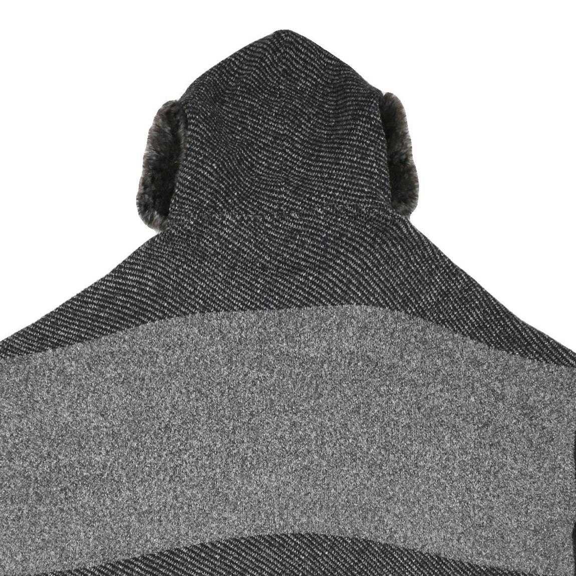 ZARA KNIT Womens Black & Grey Hooded Sleeveless Colourblock Jacket 3XL Polyester