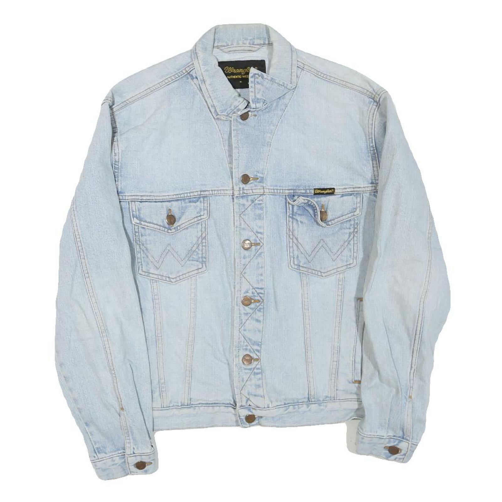 WRANGLER Mens Blue Denim Jacket M Cotton Blend Button Closure Classic Fit