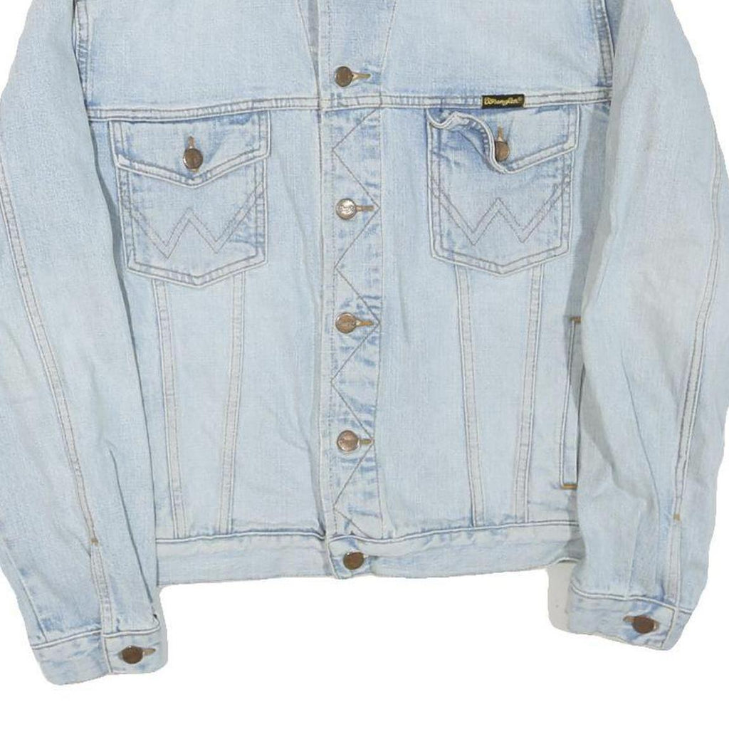 WRANGLER Mens Blue Denim Jacket M Cotton Blend Button Closure Classic Fit