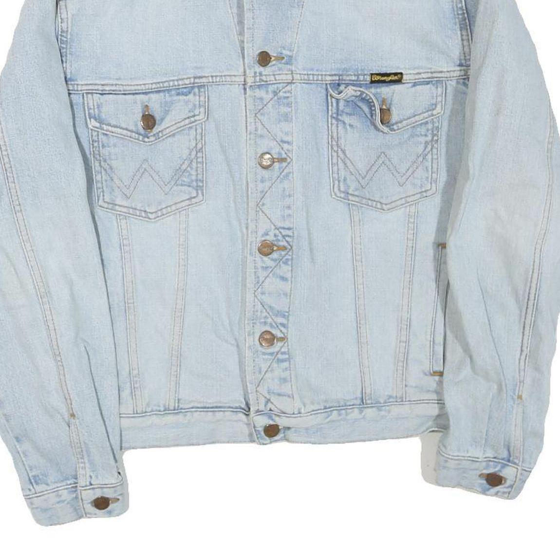 WRANGLER Mens Blue Denim Jacket M Cotton Blend Button Closure Classic Fit