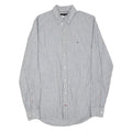 TOMMY HILFIGER Mens Grey & White Striped Shirt S Classic Cotton Blend