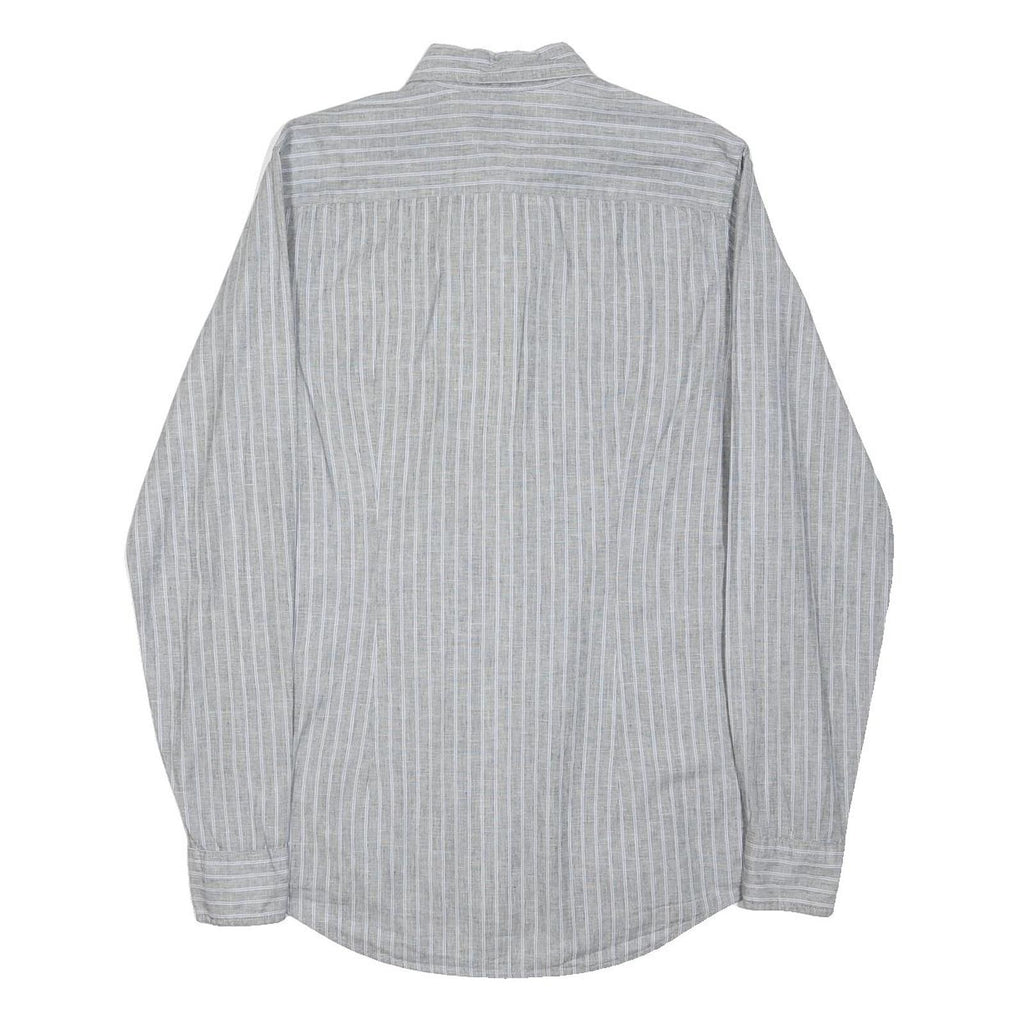 TOMMY HILFIGER Mens Grey & White Striped Shirt S Classic Cotton Blend