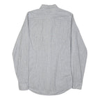 TOMMY HILFIGER Mens Grey & White Striped Shirt S Classic Cotton Blend