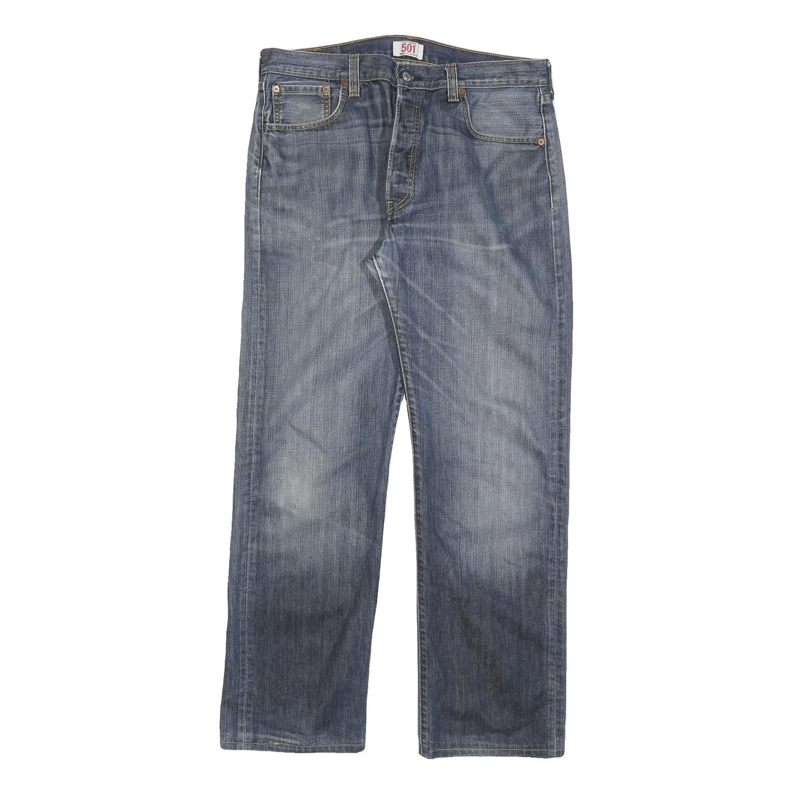 LEVI'S 501 Mens Jeans Blue Regular Straight Denim Medium W36 L32 Classic Denim