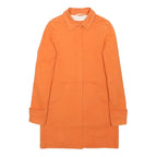 LACOSTE Womens Orange Cotton Button Jacket XS Plain Classic Collar Long Sleeve