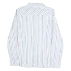 TOMMY HILFIGER Womens White & Multi Stripe Shirt L Cotton Blend Button Up Casual