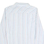 TOMMY HILFIGER Womens White & Multi Stripe Shirt L Cotton Blend Button Up Casual