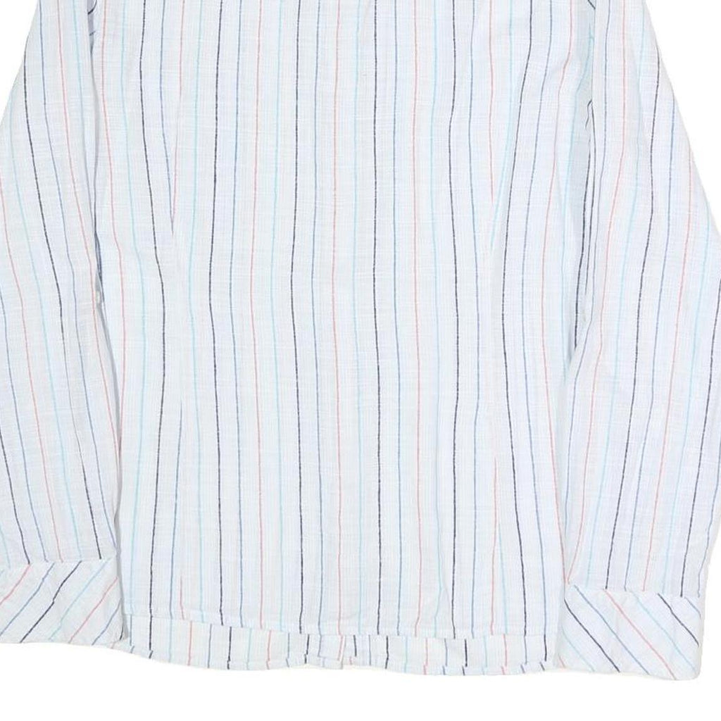 TOMMY HILFIGER Womens White & Multi Stripe Shirt L Cotton Blend Button Up Casual