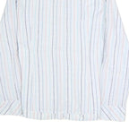 TOMMY HILFIGER Womens White & Multi Stripe Shirt L Cotton Blend Button Up Casual