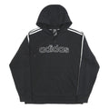 ADIDAS Mens Black Hoodie L Cotton Blend Pullover Sports Sweatshirt
