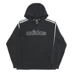ADIDAS Mens Black Hoodie L Cotton Blend Pullover Sports Sweatshirt