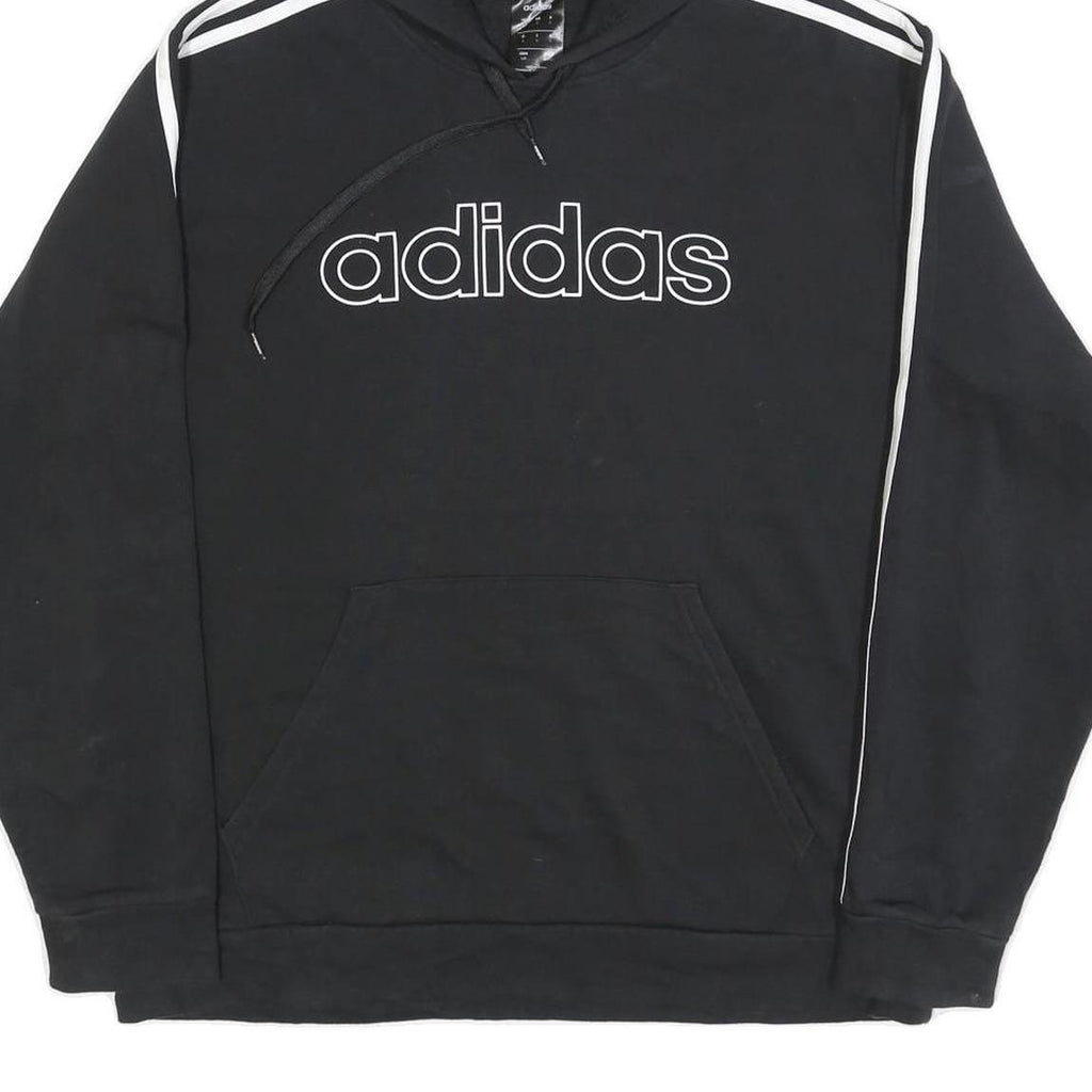 ADIDAS Mens Black Hoodie L Cotton Blend Pullover Sports Sweatshirt