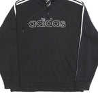 ADIDAS Mens Black Hoodie L Cotton Blend Pullover Sports Sweatshirt