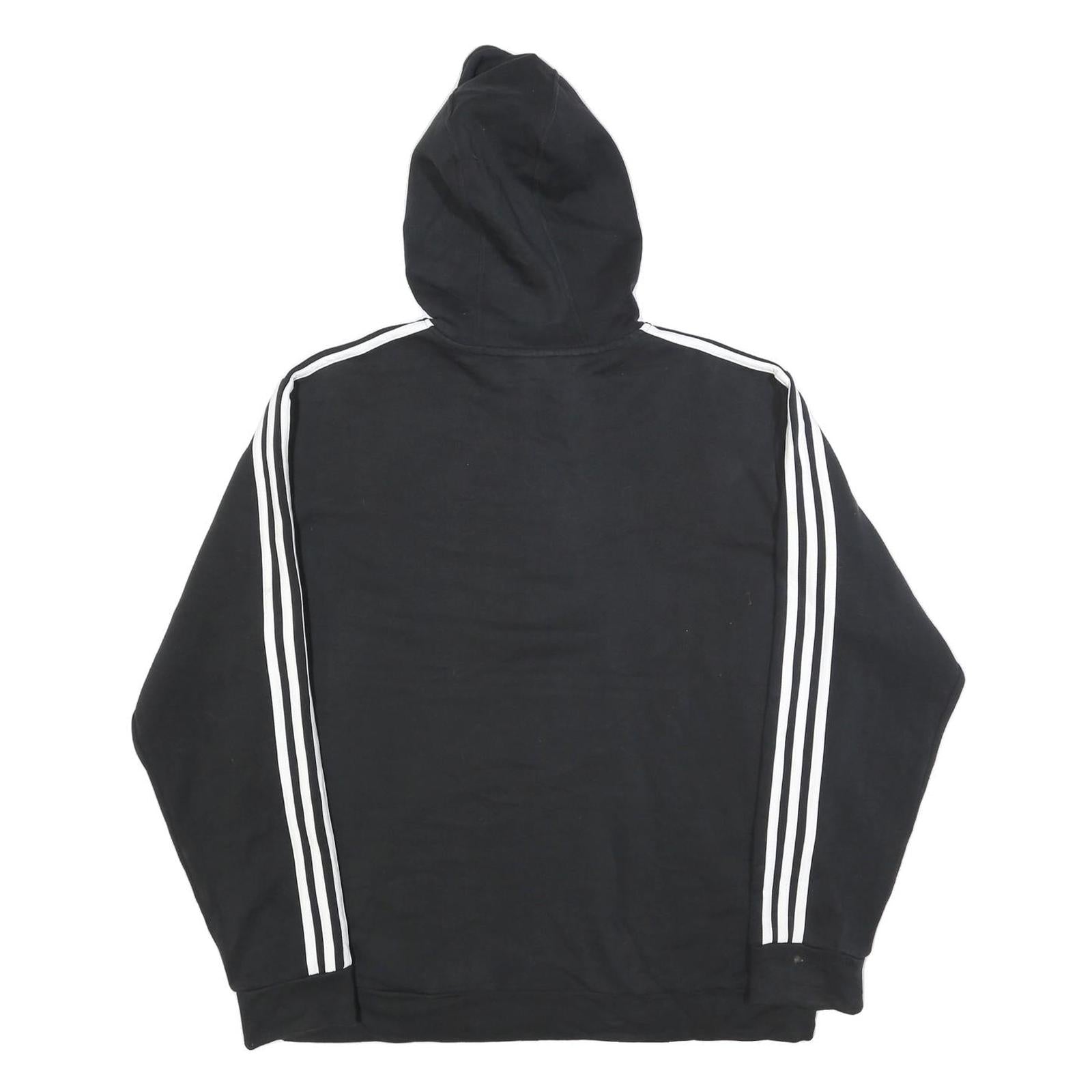 ADIDAS Mens Black Hoodie L Cotton Blend Pullover Sports Sweatshirt