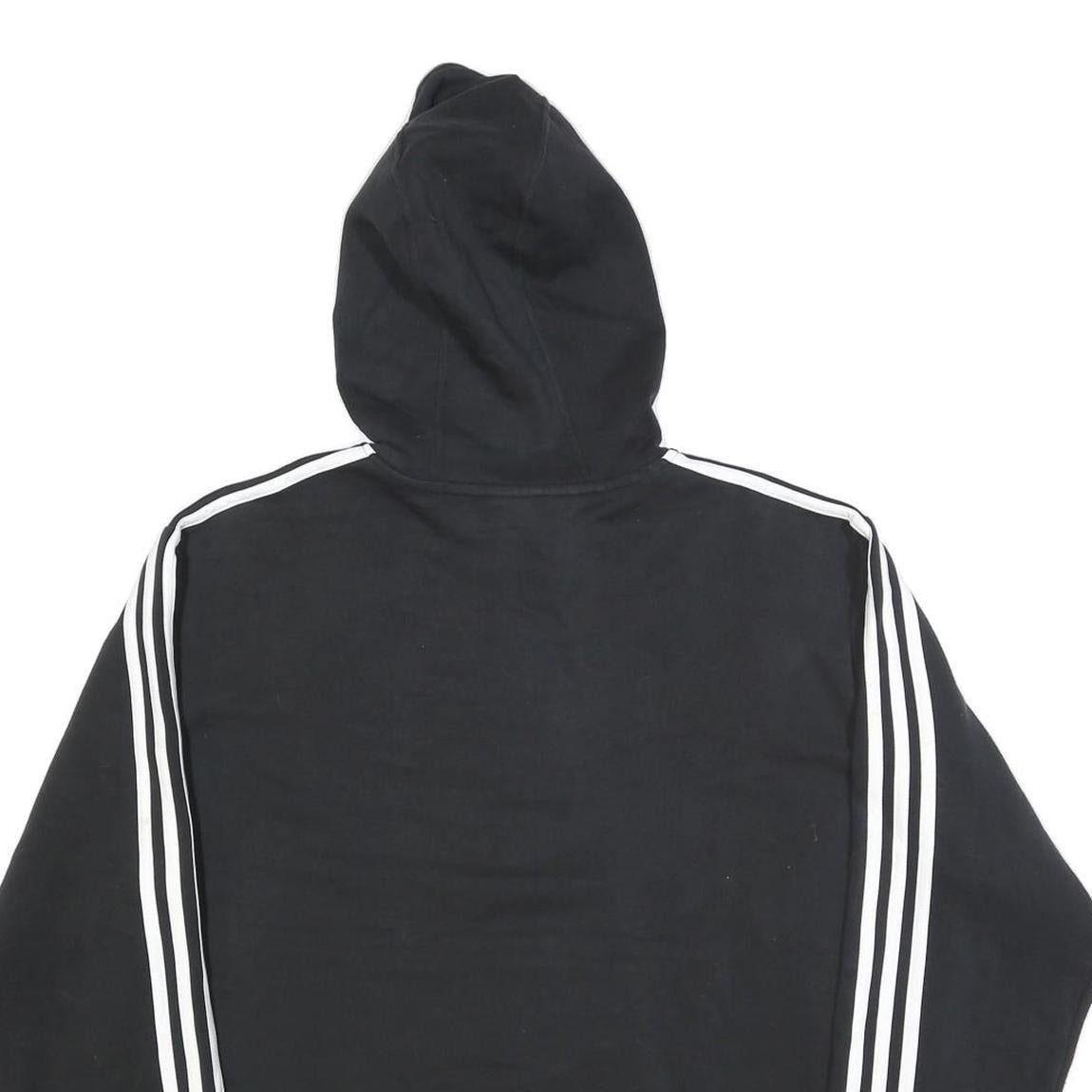 ADIDAS Mens Black Hoodie L Cotton Blend Pullover Sports Sweatshirt