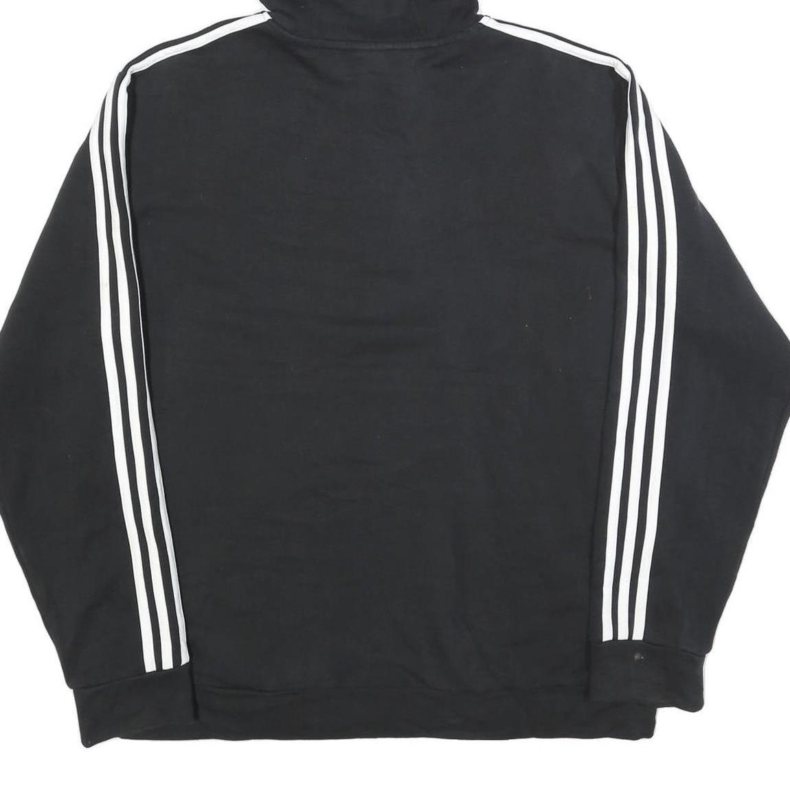 ADIDAS Mens Black Hoodie L Cotton Blend Pullover Sports Sweatshirt