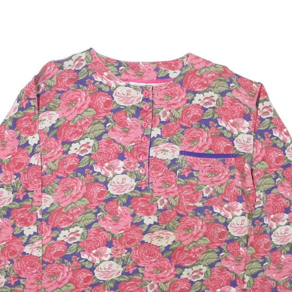 CAMPAIGN SPORT Womens Pink Floral Printed Long Sleeve Round Neck Cotton Blend