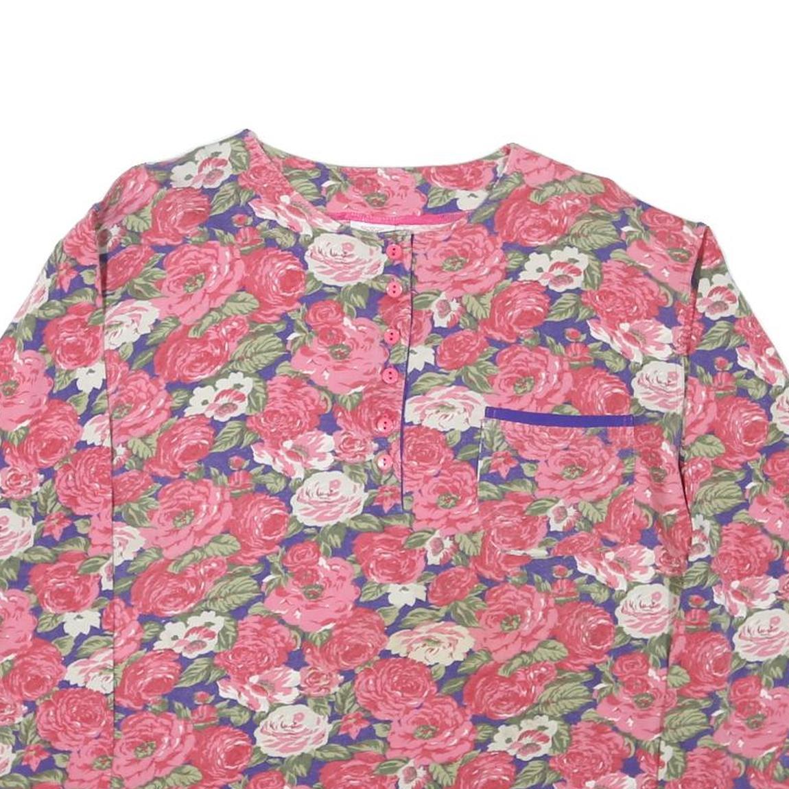 CAMPAIGN SPORT Womens Pink Floral Printed Long Sleeve Round Neck Cotton Blend