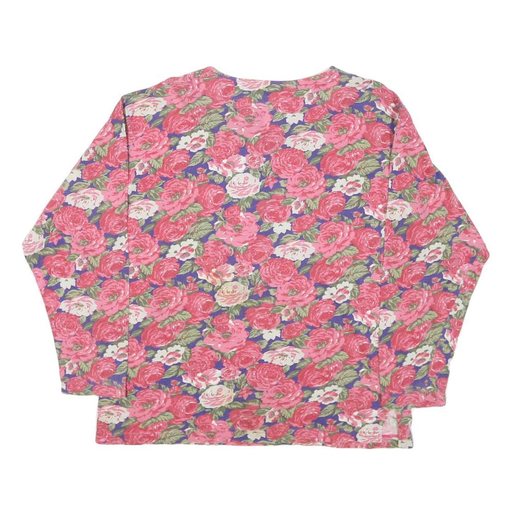 CAMPAIGN SPORT Womens Pink Floral Printed Long Sleeve Round Neck Cotton Blend