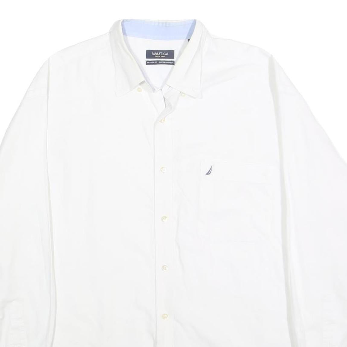 NAUTICA Mens White Classic Fit XL Cotton Shirt Button Down Long Sleeve