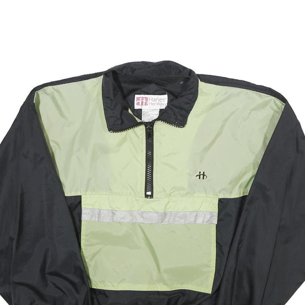 HANES Womens Black & Green Nylon Pullover Jacket M Lightweight Windbreaker