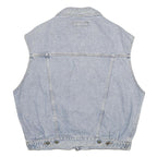 OXXY Mens Blue Denim Jacket L Cotton Classic Button Closure Sleeveless Denim