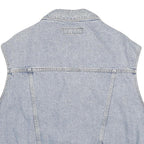 OXXY Mens Blue Denim Jacket L Cotton Classic Button Closure Sleeveless Denim