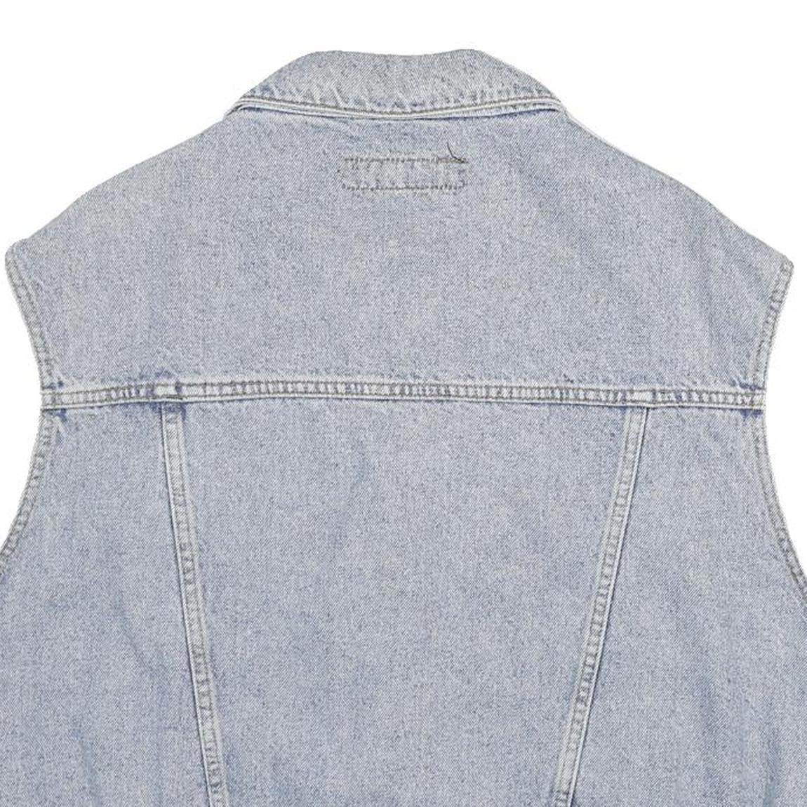 OXXY Mens Blue Denim Jacket L Cotton Classic Button Closure Sleeveless Denim