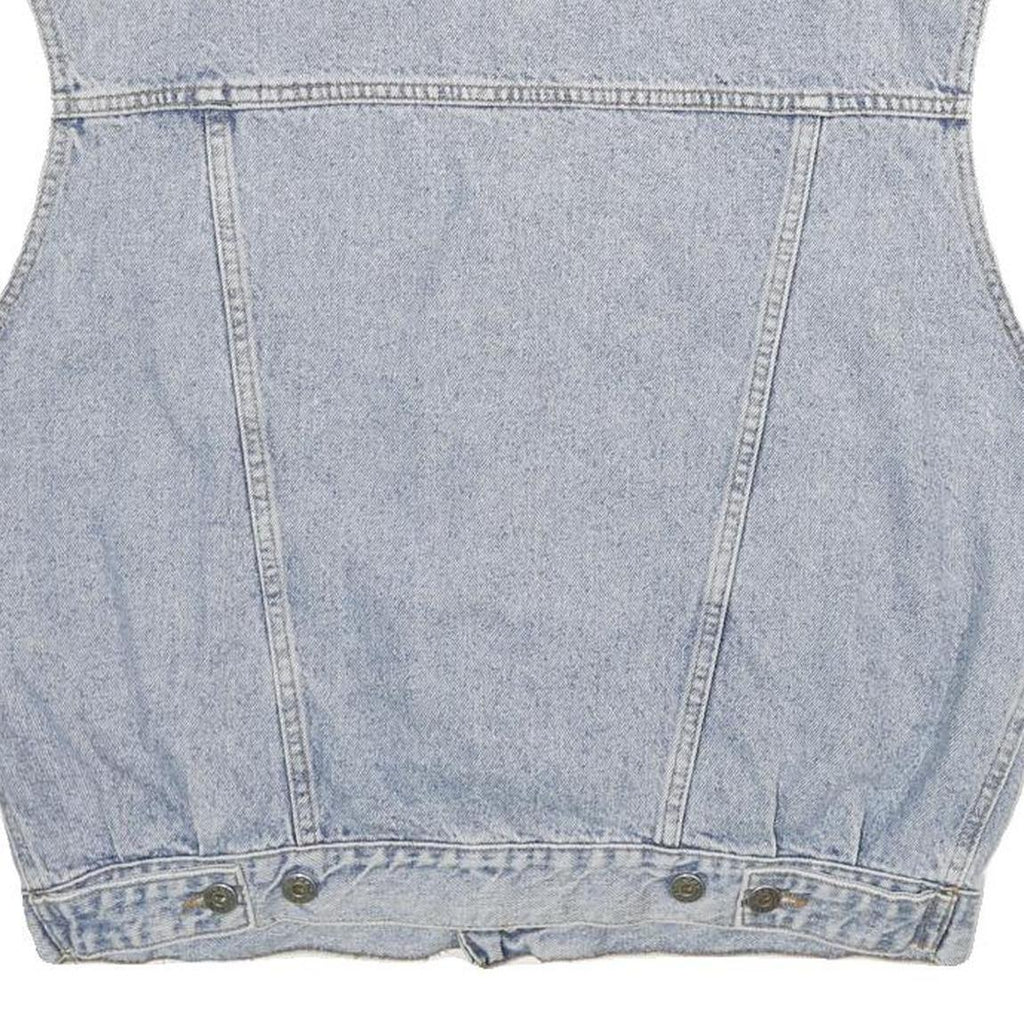 OXXY Mens Blue Denim Jacket L Cotton Classic Button Closure Sleeveless Denim